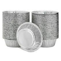 100 Pack Mini Individual Pot Pie Pans, Round Disposable Aluminum Tins for Small Business, Catering, Baking, and Cafes (5 In)