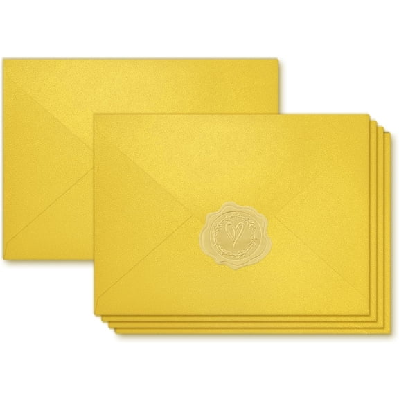 100 Pack Mini Pearl Gold Envelopes, 4 x 2.75" Shimmer Gift Card Envelopes, Gift Card Holder, Small Business Card Envelopes for Invitations, Wedding, Birthday Party, Baby Shower
