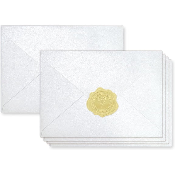 100 Pack Mini Pearl White Envelopes, 4 x 2.75" Shimmer Gift Card Envelopes, Gift Card Holder, Small Business Card Envelopes for Invitations, Wedding, Birthday Party, Baby Shower