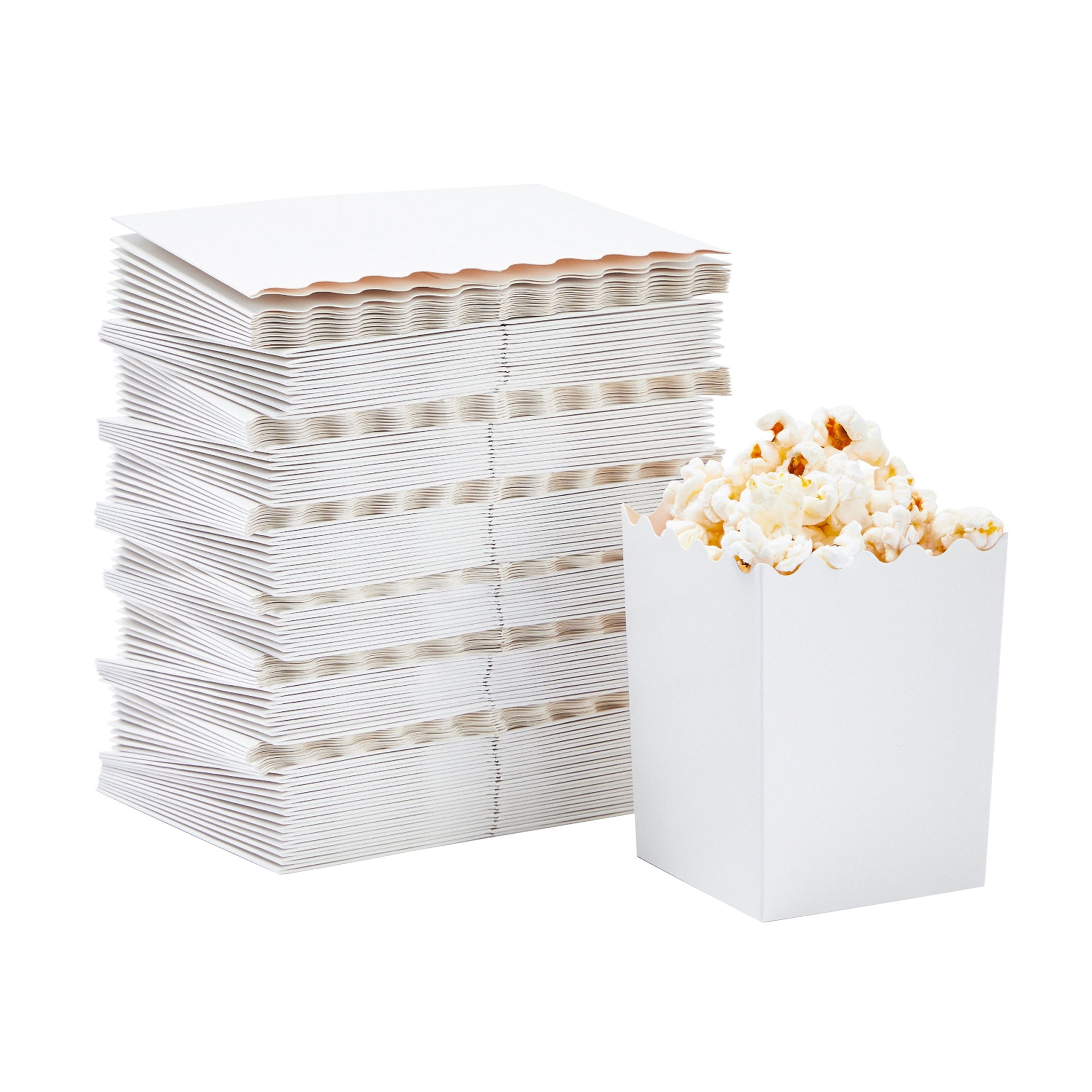 100 Pack Mini Popcorn Boxes for Party, Bulk White Popcorn Containers ...