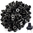 thumbnail image 1 of 100 Pack Momentary Tactile Push Button Switch, 2-Pin Through Hole Mount for PCB or Breadboard, Size 6x6x7mm, 1 of 4