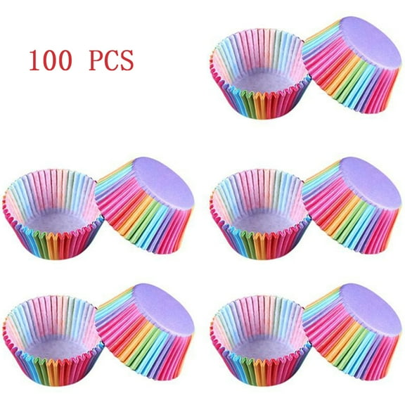 100-Pack Multicolored Baking Cups for Cupcakes & Muffins Rainbow Cupcake liners