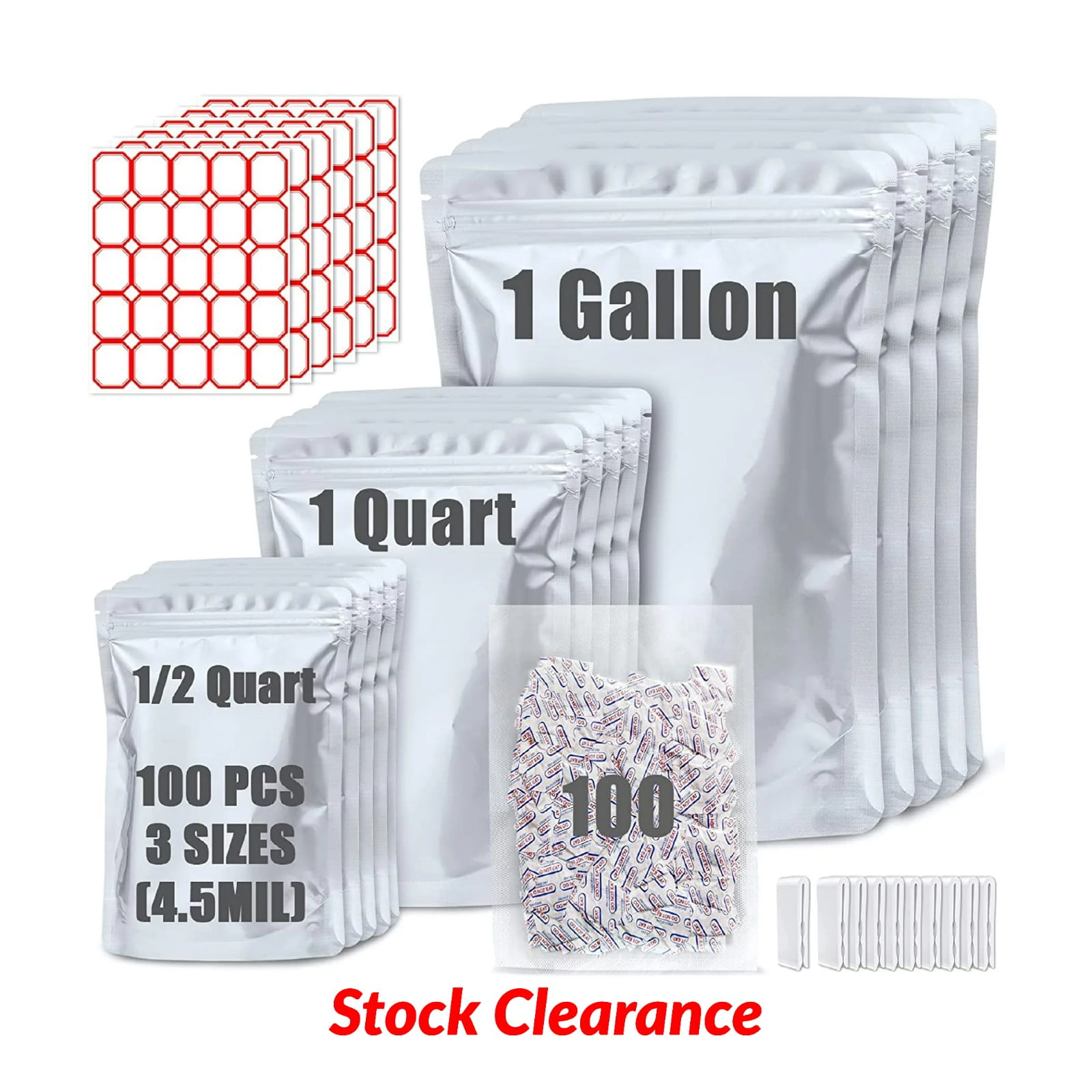 4 mil. Quart size Zip lock storage bags (100 per bag)