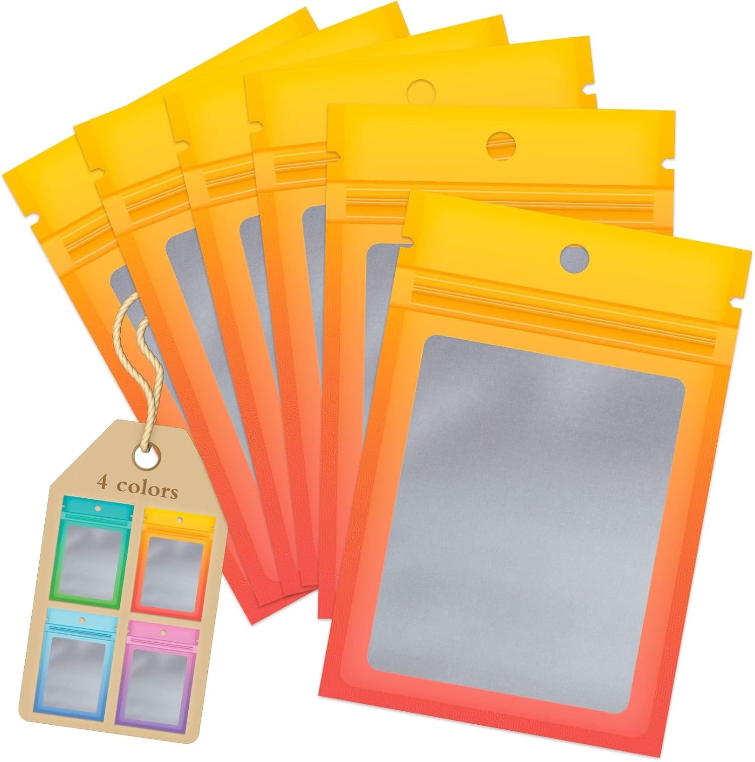 100 Pack Mylar Resealable Bags, Clear Gradient Packing Bags for Storage ...