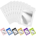 thumbnail image 1 of 100 Pack Mylar Resealable Foil Bags with Clear Window, Zipper Pouch Smell Proof Food Storage Bags for Cookies, Snacks, Samples, Small Business, 4x6 Inch White, 1 of 11