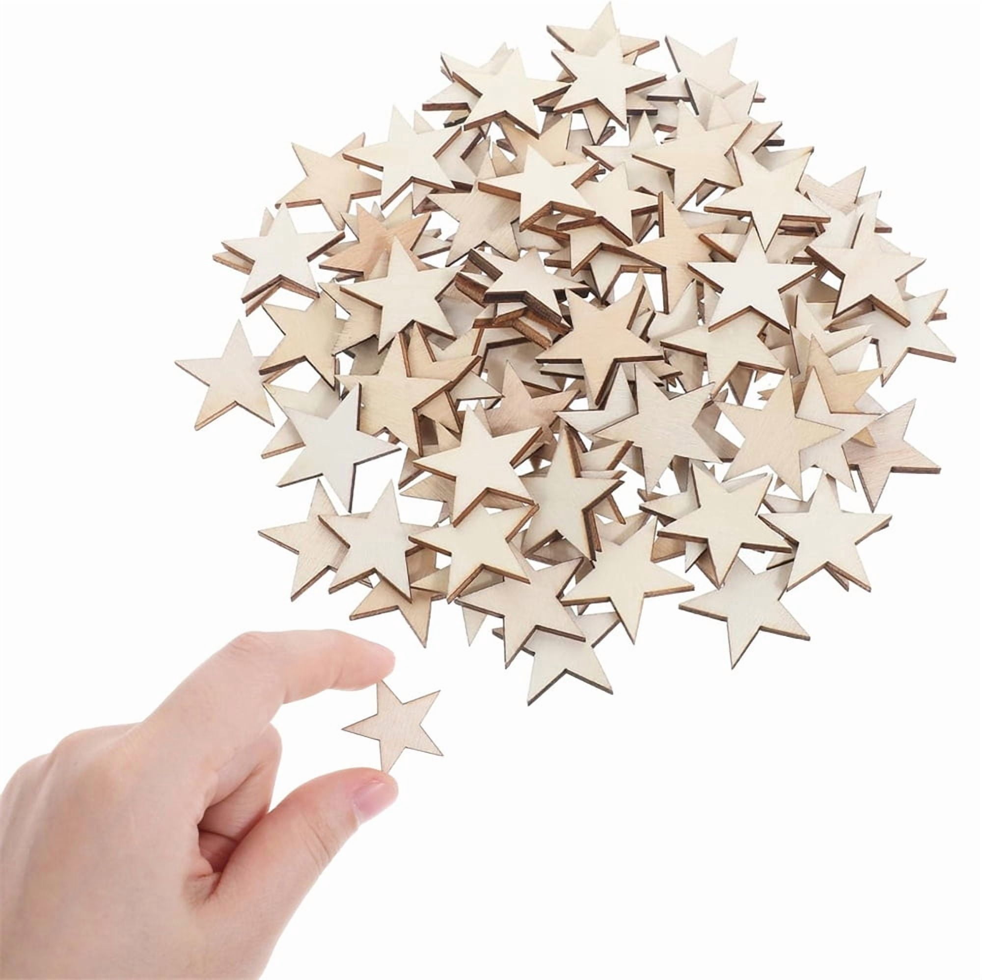 100 Pack Natural Wooden Stars for DIY Crafts, Duslogis 2 inch ...