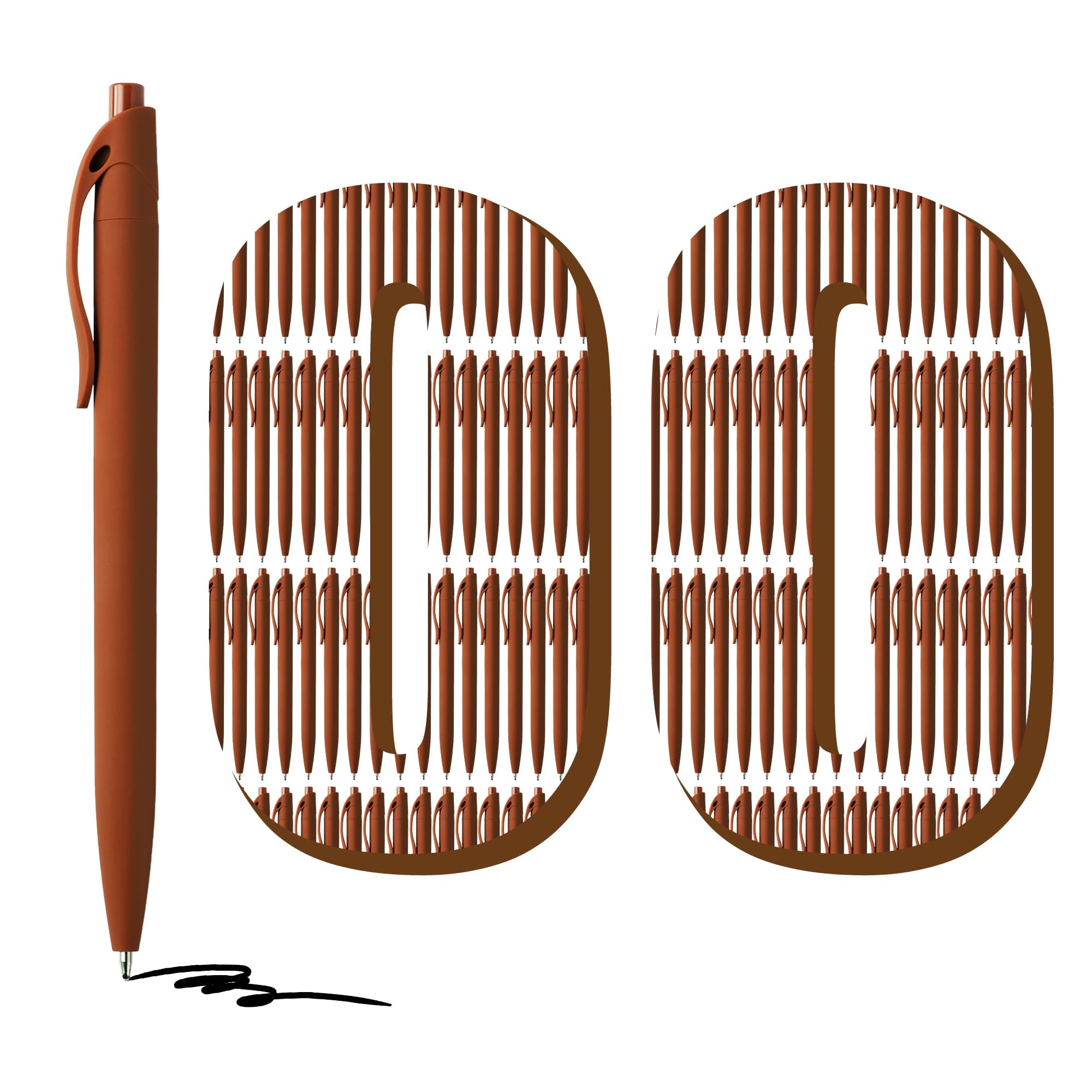 100 Pack No Bleed Brown Click Pens  Wholesale Retractable Ballpoint Medium Point Smooth Ink 1.0mm Black