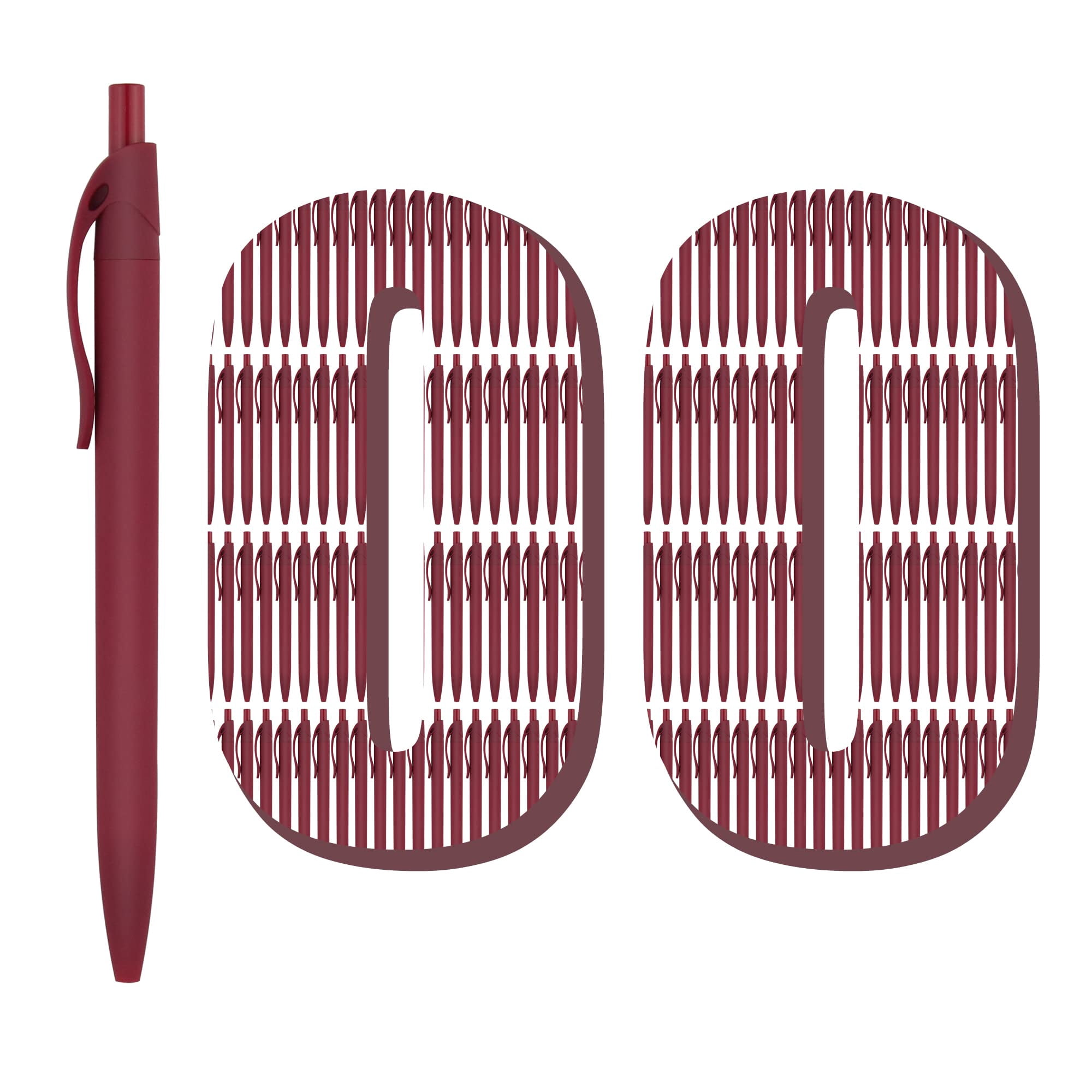 100 Pack No Bleed Red Click Pens  Wholesale Retractable Ballpoint Medium Point Smooth Ink 1.0mm Black