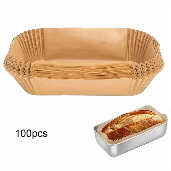 100-Pack Non-Stick Parchment Baking Sheets 9x5 Inches Scalloped Edges for Bread Cakes Cookies Loaf Pans Toaster Ovens