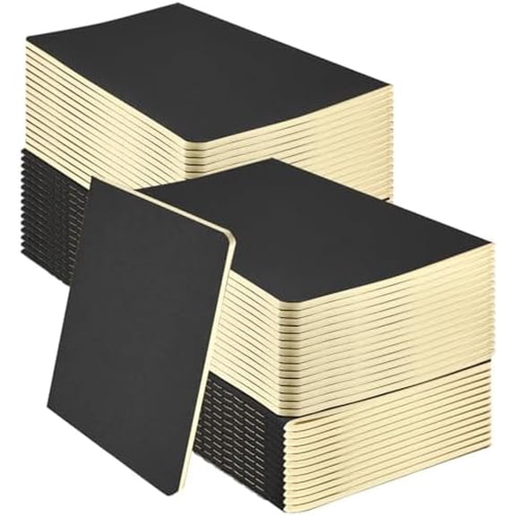 100 Pack Notebooks Bulk, Journaling Kraft Notebooks 5.5 x 8.3 A5 Softcover Notebook for Travelers Students Office Writing Sketch Travel Journal Notepad with 72 Pages 36 Sheets(Black-Lined)$$Office