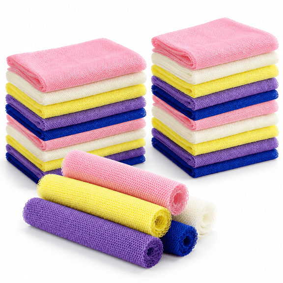 100-Pack Nylon Shower Scrubber Sponges, Fresh Assorted Colors