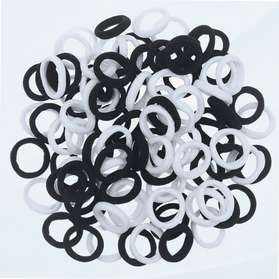 100 Pack Nylon Small Hair Ties Seamless Ponytail Holder Toddlers Girls' Hair Elastics (black and white)