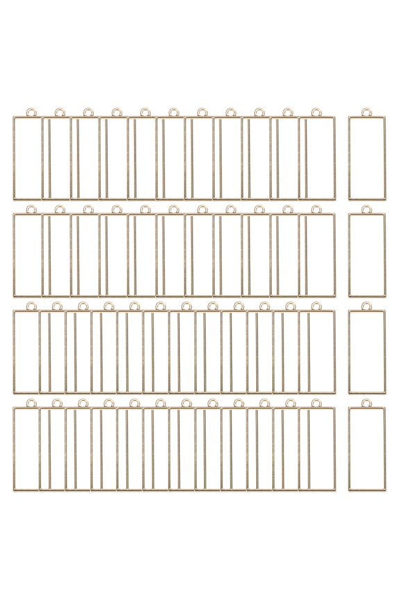 100-Pack Open Bezels for Resin, Rectangle Open Back Bezel Pendants for Resin Jewelry Making/DIY Earrings Necklace, Alloy Hollow Frame Pendants [Gold Tone]
