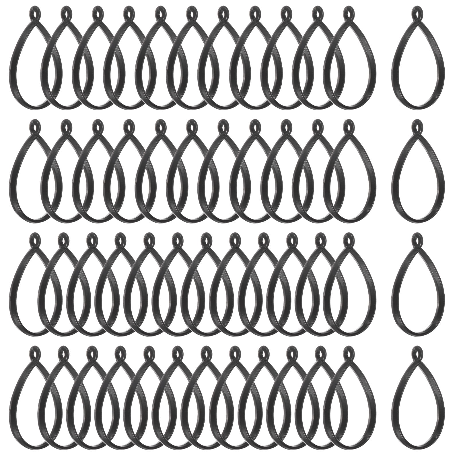 100-Pack Open Bezels for Resin, Teardrop Shape Open Back Bezel Pendants for Resin Jewelry Making/DIY Earrings Necklace, Alloy Hollow Frame Pendants [Black]
