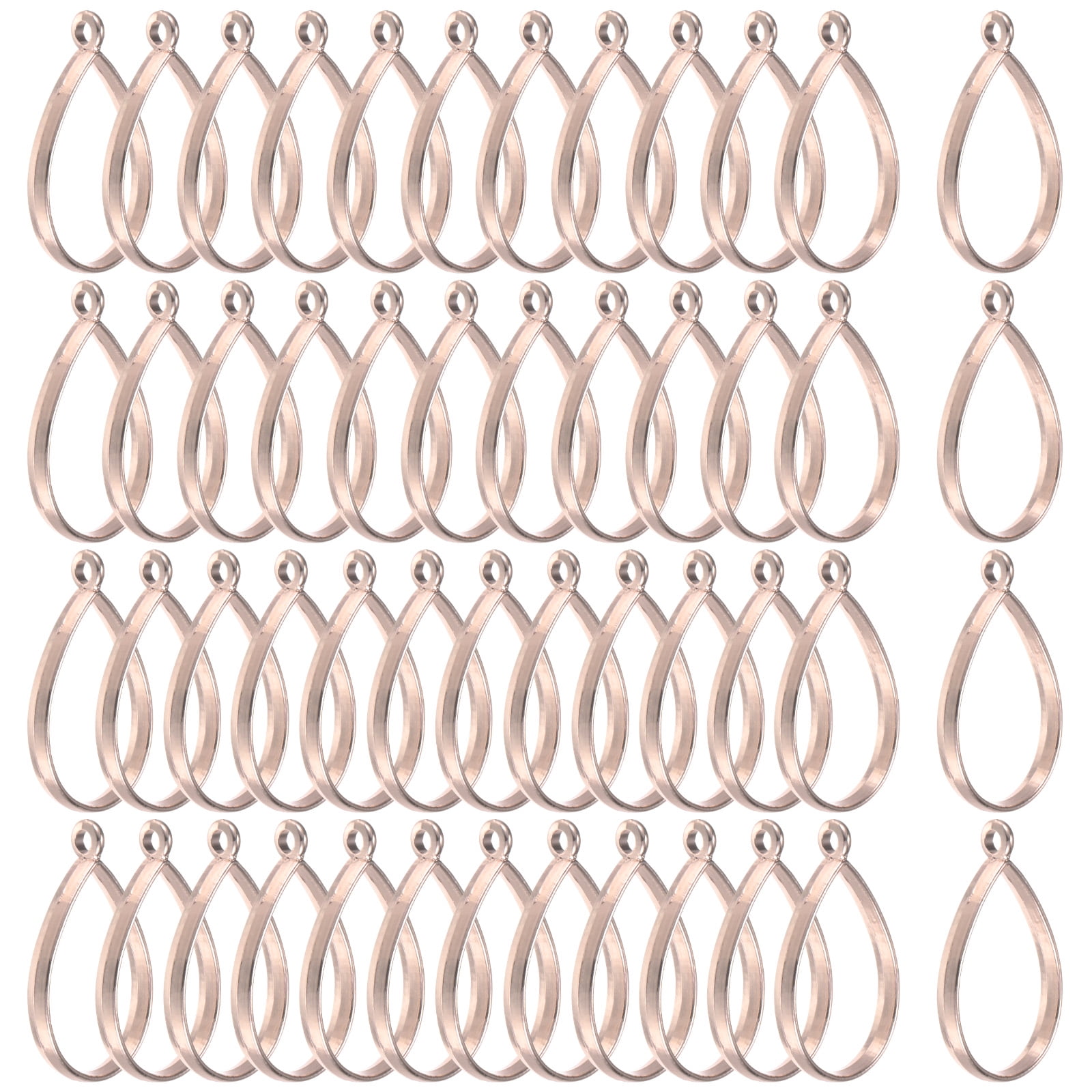 100-Pack Open Bezels for Resin, Teardrop Shape Open Back Bezel Pendants for Resin Jewelry Making/DIY Earrings Necklace, Alloy Hollow Frame Pendants [Rose Gold]