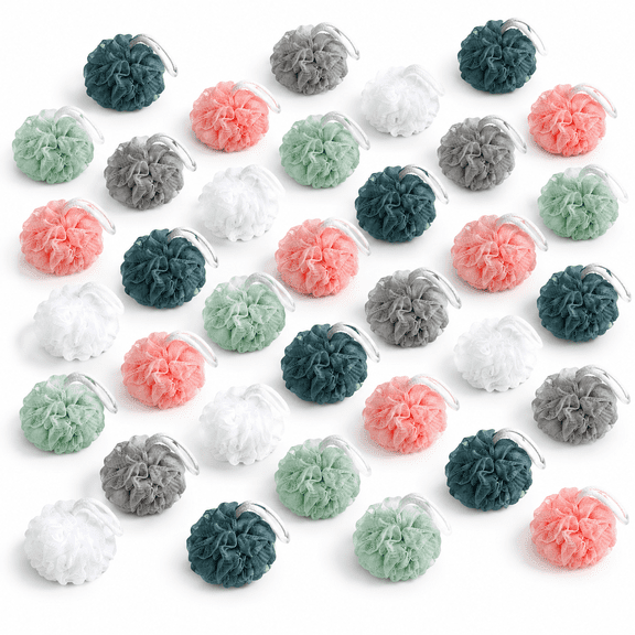 100 Pack PE Bath Loofah Sponge Body Scrubbers, Assorted Soft Shower Puffs