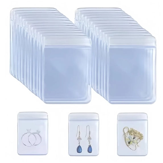 100 Pack Clear PVC Jewelry Pouches, Zipper Bags for Earrings and Accessories, 5 x 7 cm, TIKA