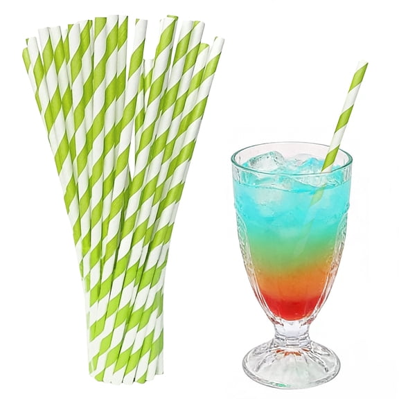 100 Pack Pap100 Pack Paper Straws, Colorful Striped Drinking Straws for Party Supplies, Birthday Wedding Shower Decorations, Bar Accessories for Drinks G