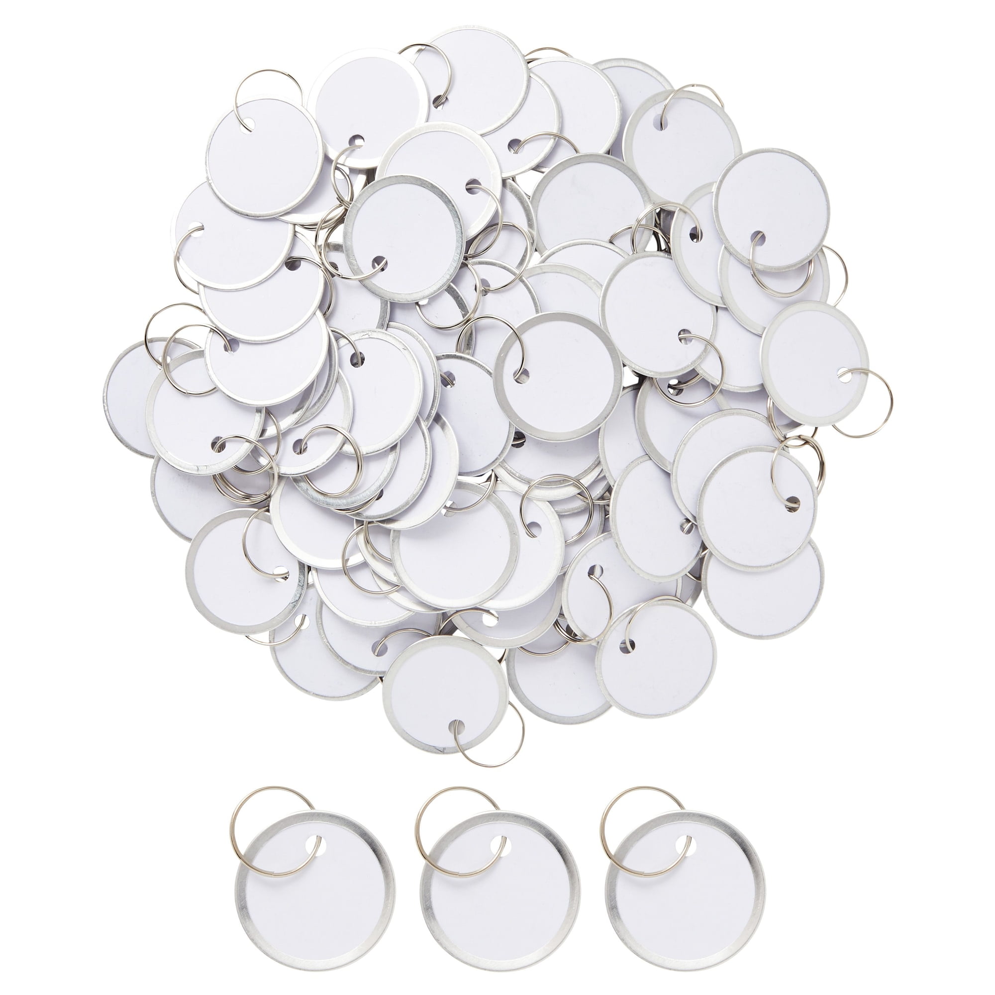 500 Pieces Metal Rim Key Tags 1.25 Inches Round Key Labels Diameter Round  Paper Key Tags with Metal Split Rings Key Tags Keyrings Bulk for Car Door