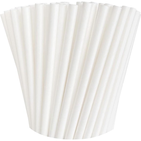 100 Pack Paper Straws White Biodegradable co-Friendly Drinking Bulk for Party Supplies, Bridal/Baby Shower, Birthday, Mixed Drinks, Weddings, Restaurant, Food Service, Drink Stirrer