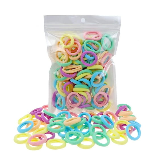 100 Pack Pastel Colorful Nylon Elastics Hair Tie Girls' Ponytail Holder Accessories