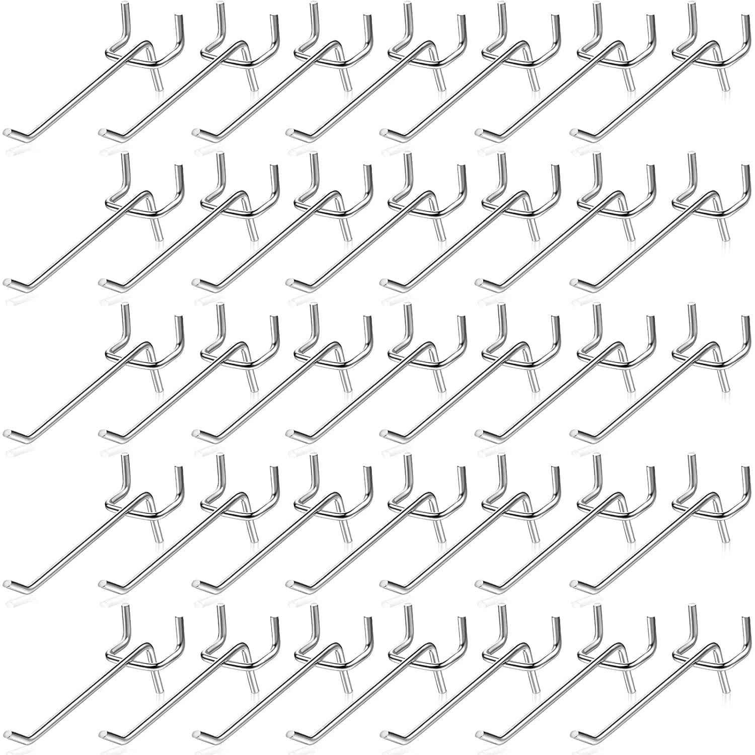 100 Pack Pegboard Hooks 3 Inch Metal Display Hooks Suitable for 1/8 Pegboard Accessories for Garage, Office, Kitchen, Store Silver Silver