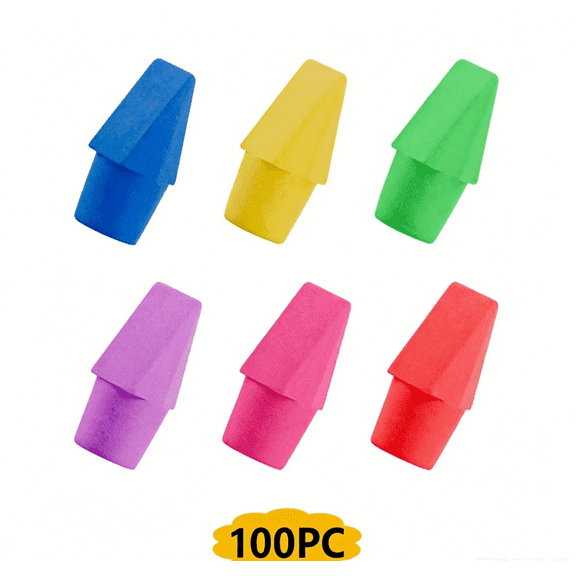 100-Pack Pencil Cap Erasers,Replaceable Silicone Tip Covers for Supplies,Homework Correction Tool,Non-Toxic