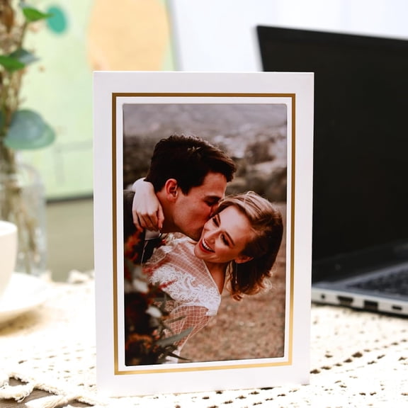 100 Pack Photo Frame Cards with Envelopes 4x6 Paper Picture Frame Bulk Blank Photo Insert Cards for Wedding,Graduation,Mother's Day, Classroom DIY - White with Gold Trim$$Office