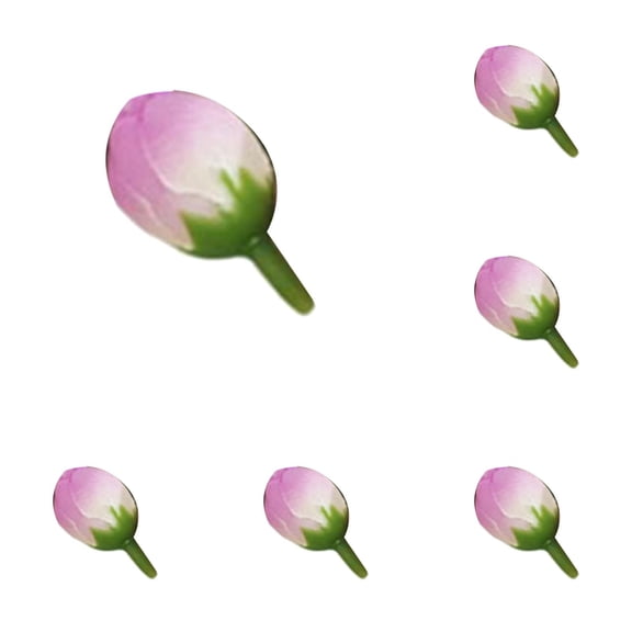 100-Pack Pink-Edge Artificial Flower Buds - 1.18in Craft Flower Heads for DIY Weddings/Party Decor, Small Simulation Flower Accessories