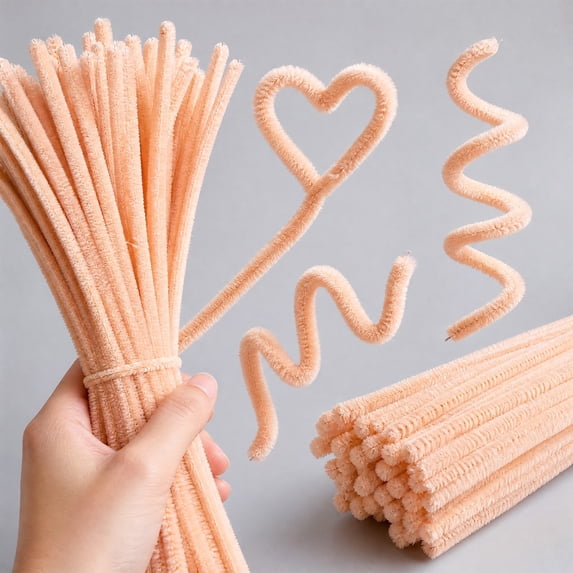 100 Pack Pipe Cleaners 12 Inch, Assorted Fuzzy Chenille Stems Pink, Flexible Craft Pipe Cleaners for Floral Arrangements Wreath Making DIY Art Projects Decor