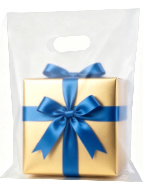 100 Pack Plastic Bag With Handles,9" x 12" clear bags with handles, Shopping Merchandise bags for Retail, Small Business, Boutique Stores, Gifts