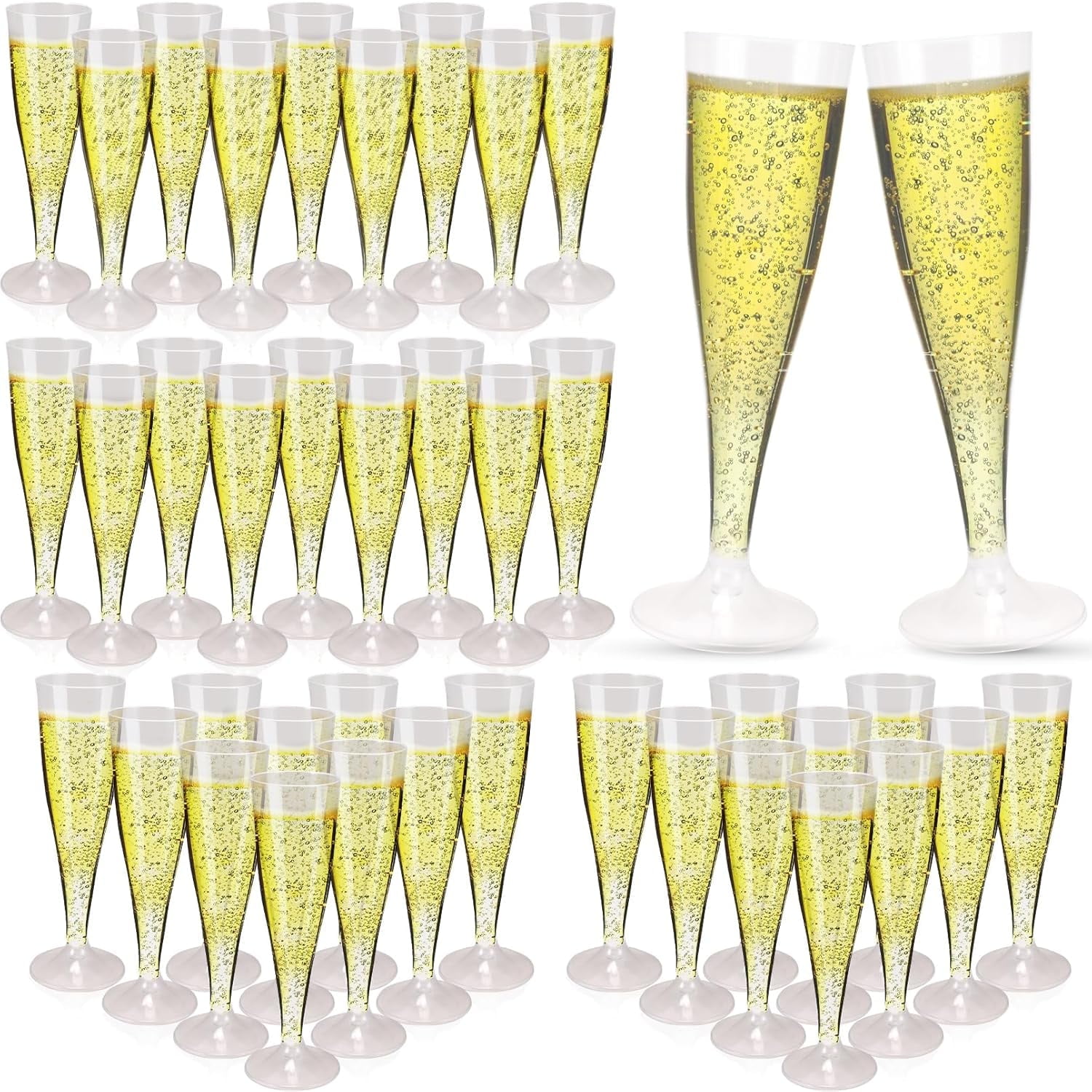 100 Pack Plastic Champagne Flutes Disposable,4.5 oz Plastic Champagne Glasses,Clear Disposable Champagne Flute,Clear Toasting Glasses for Parties, Weddings
