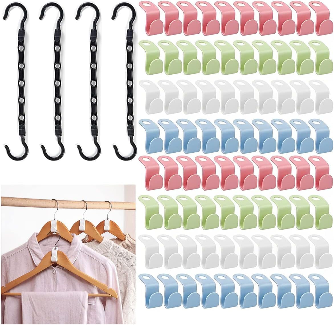 100 Pack Plastic Clothes Hanger Connector Hooks,Hook Laminated Plastic