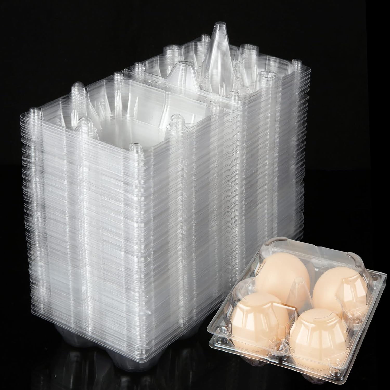100 Pack Plastic Egg Cartons Clear Bulk Holders for Fresh Eggs