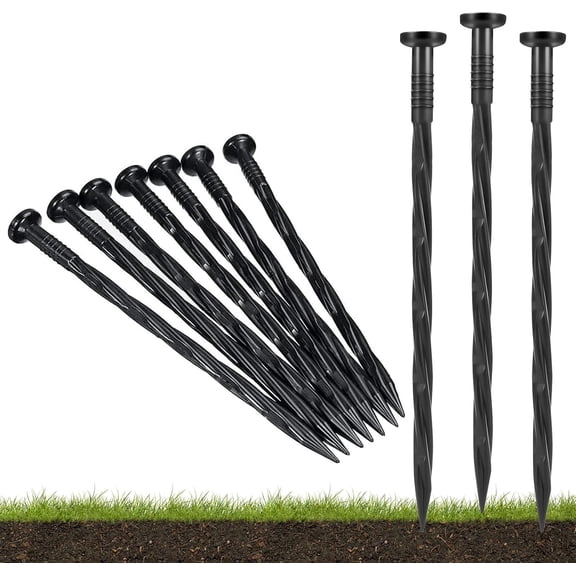 100 Pack Plastic Landscape Anchoring Stakes Edging Garden Spikes Spiral Ground Nylon for Paver Edging, Weed Barriers, Turf, House Construction