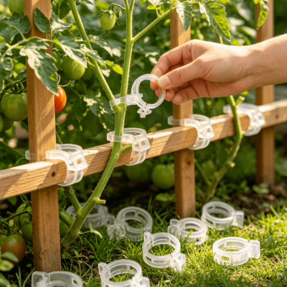 100 Pack Plastic Plant Clips Garden Climbing Vine Hanging Clips, Tomato Trellis Support Clamps, Reusable Plant Fixing Ties for Vegetables Flowers (Clear)