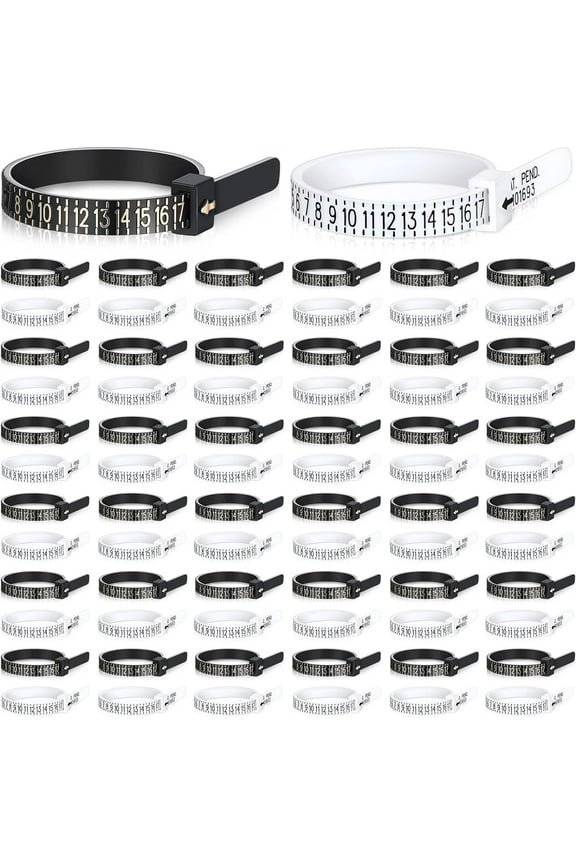 100 Pack Plastic Ring Sizer Bulk Reusable Finger Size Gauge Measure Plastic Ring Measurement Tool Jewelry Ring Sizing Kit Finger Measurer for Men and Women, 1-17 USA Rings Size White and Black
