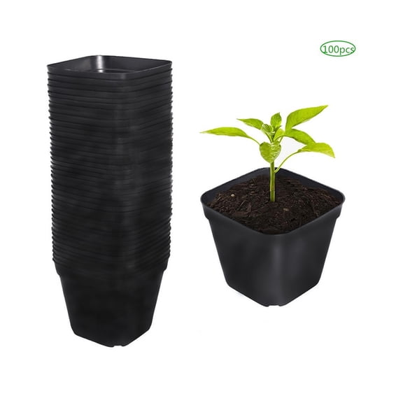 100 Pack Plastic Square Nursery Pot Flower Pots Durable Reusable Planter for Seeds Starting and Succulents