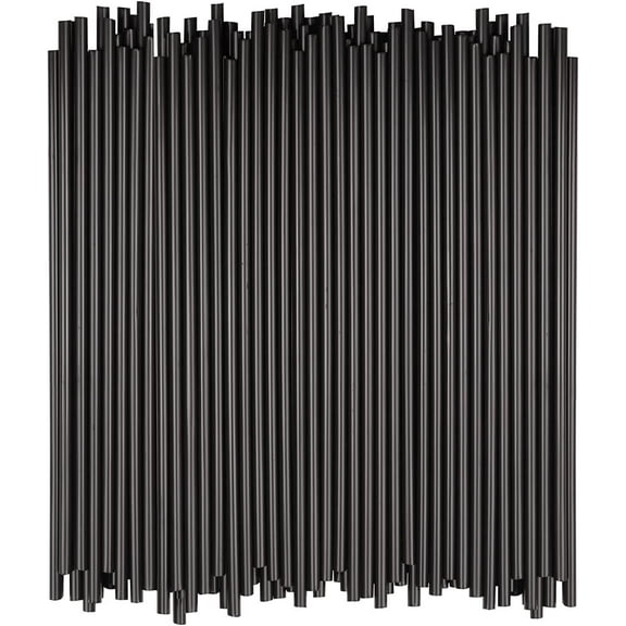 100 Pack Plastic Straws, 10 inch Long Disposable Straw individually wrapped. (10 inch) Black 10 inch