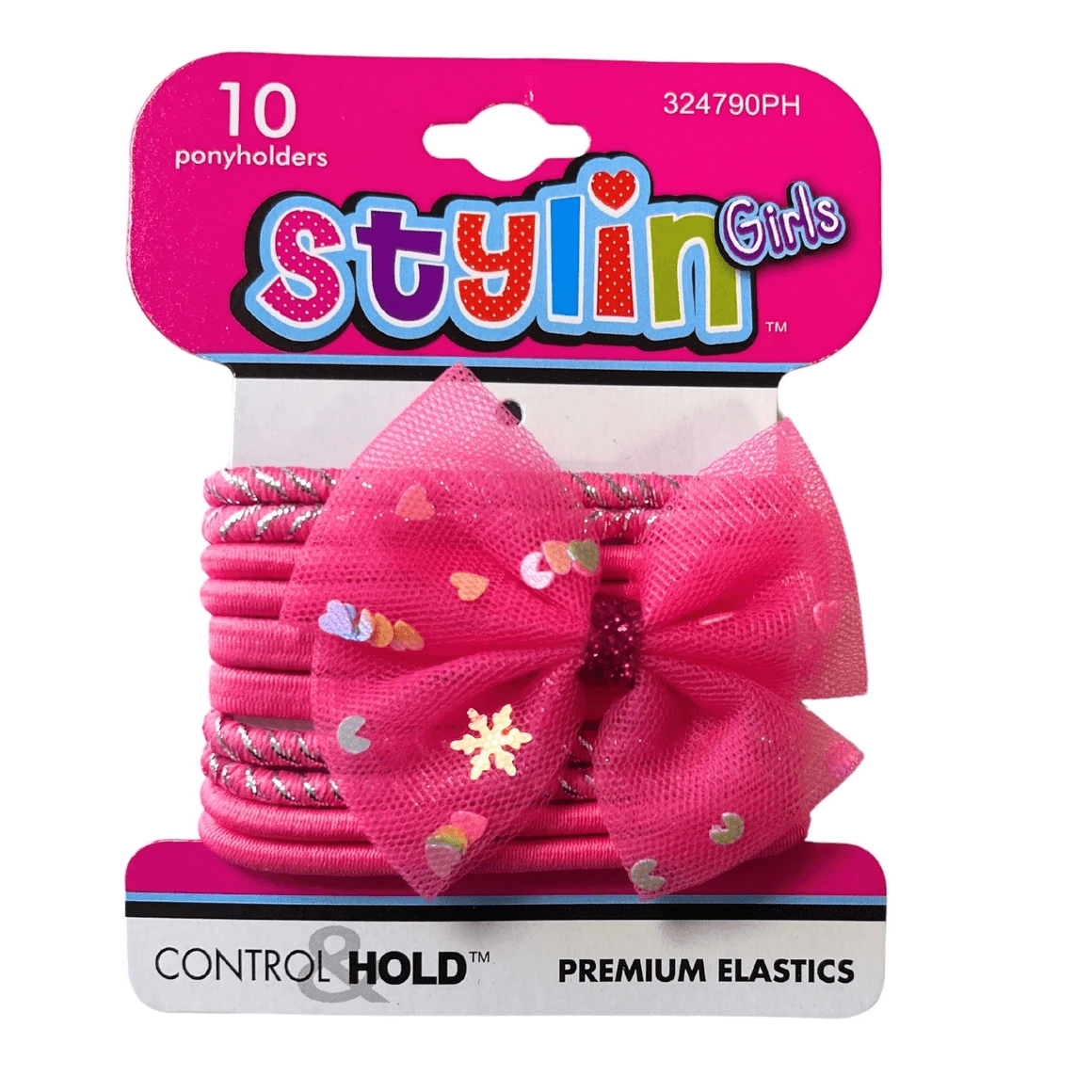 100 Pack Ponyholders with Mesh Bow, Glitter Accents, Elastic Bands, Gentle No Snag Hair Ties in Shades of Pink, Cute Durable Hold for School, Playdates, Parties, Special Occasions, Bulk, Pink