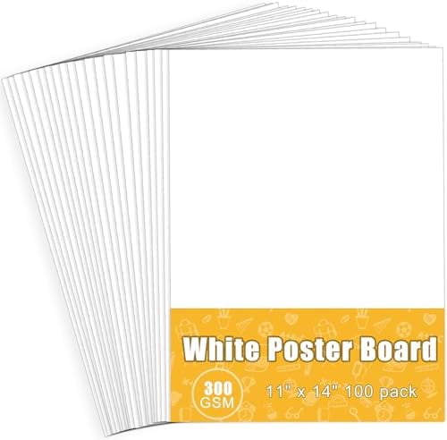 100 Pack Poster Board White Poster Paper Bulk 11" x 14", 300Gsm ...