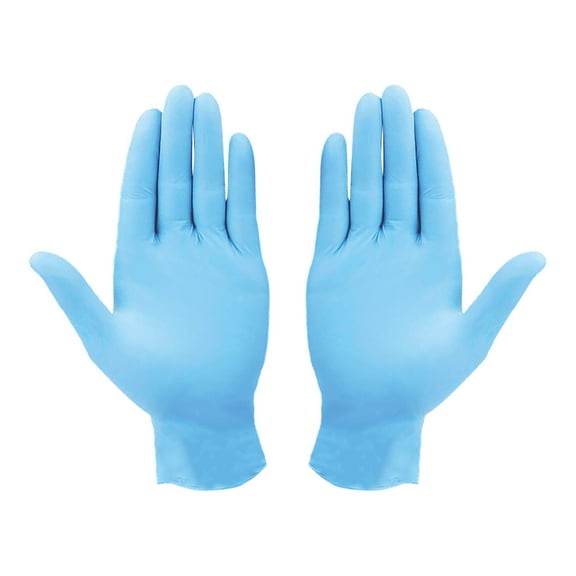 100 Pack Powder Free Nitrile Rubber Disposable Examination Gloves - Large - Blue