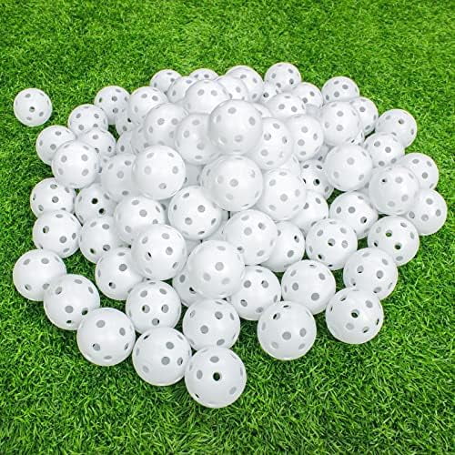 100 Pack Practice Golf Balls Airflow Hollow Plastic Golf Balls Practice Trainingor Driving Range, Swing Practice, Home Pool Balls
