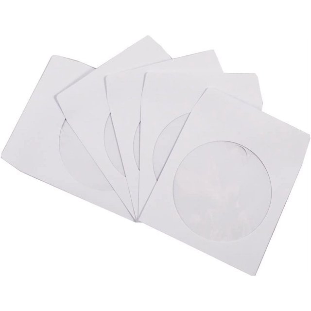 100 Pack Premium White Paper Sleeves Envelope with Window Cut Out and