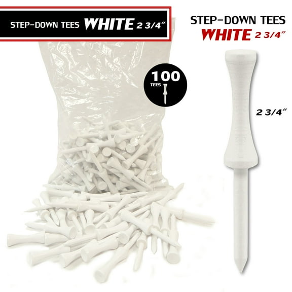 100 Pack Premium Wood Golf Tees "Step Tees" (available in various colors and sizes)