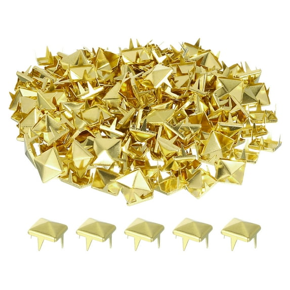 100 Pack Pyramid Rivets for Clothing, 9mm 4-Jaw Square Rivets, Gold ...