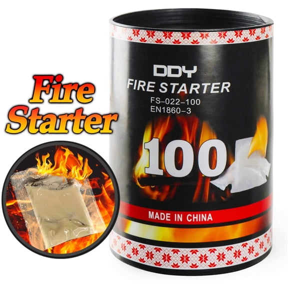 100 Pack Quick Fire StartersWax Cups Waterproof, Non Toxic Firelighter Natural Safe Cubes Burns up to 8 Min at Over 750 - 100%, Perfect for Fat Wood Stove Campfire, Start Charcoal Kit (Style1)