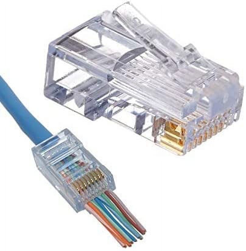 100-Pack RJ45 Cat6 Pass Through Connectors - UTP Ethernet Network Plugs ...