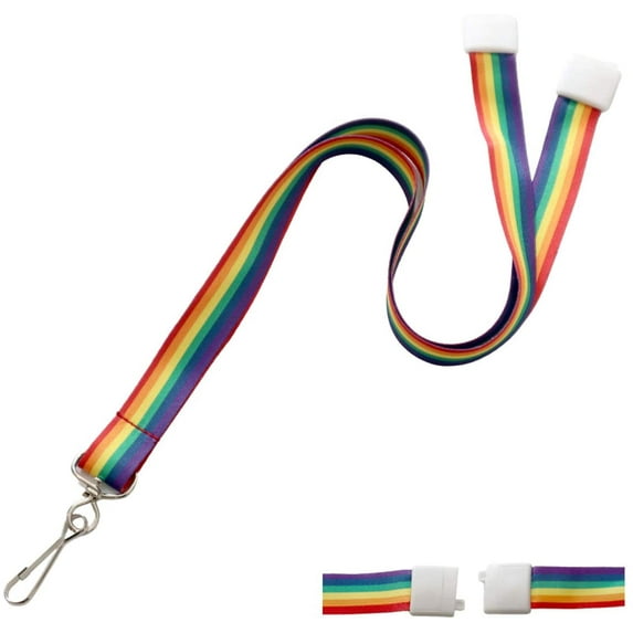 100 Pack - Rainbow Lanyard with Breakaway for Badge Holder and Keys - Cute Neck Strap Keychain with Swivel J Hook for Name Tag, I’d Cards and More by Specialist ID