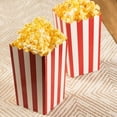 thumbnail image 1 of 100-Pack Red/White Paper Popcorn Boxes - Movie Night & Birthday Party Supplies for Candy, Snack Bar Decor | Carnival Concession Essentials(Red), 1 of 6